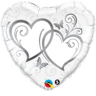 Entwined Hearts Silver Accents Wedding Foil Balloon
